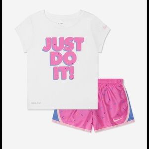 Nike White and Pink 'Just Do It' Swoosh Logo Set